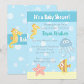 Baby shower onderwaterthema Kawaii Invite Kaart (Voorkant / Achterkant)