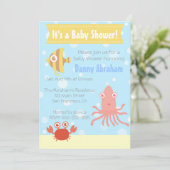Baby shower onderwaterthema Kawaii Invite Kaart (Staand voorkant)