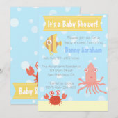 Baby shower onderwaterthema Kawaii Invite Kaart (Voorkant / Achterkant)