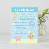 Baby shower onderwaterthema Kawaii Invite Kaart (Staand voorkant)