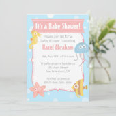 Baby shower onderwaterthema Kawaii Invite Kaart (Staand voorkant)