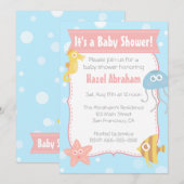 Baby shower onderwaterthema Kawaii Invite Kaart (Voorkant / Achterkant)