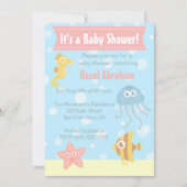 Baby shower onderwaterthema Kawaii Invite Kaart (Voorkant)