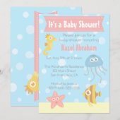 Baby shower onderwaterthema Kawaii Invite Kaart (Voorkant / Achterkant)