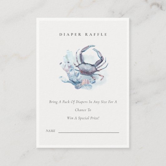 Baby shower onderzeese krabben Koraal Diaper Raffl Informatiekaartje (Voorkant)