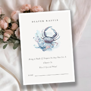 Baby shower onderzeese krabben Koraal Diaper Raffl Informatiekaartje