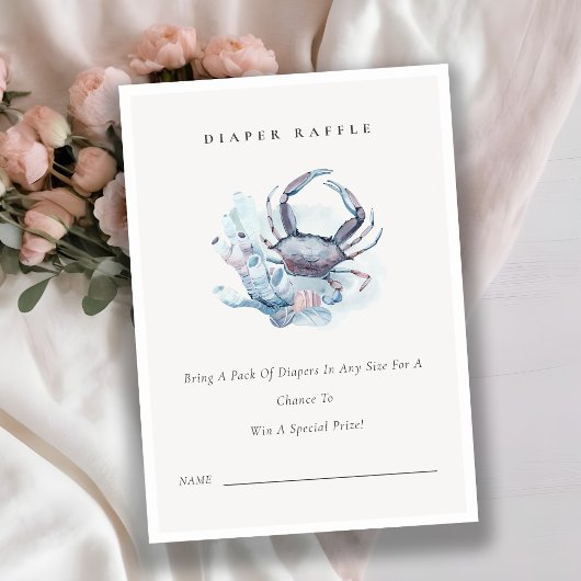 Baby shower onderzeese krabben Koraal Diaper Raffl Informatiekaartje