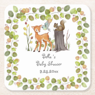 Baby shower Onderzetters Woodland Animals