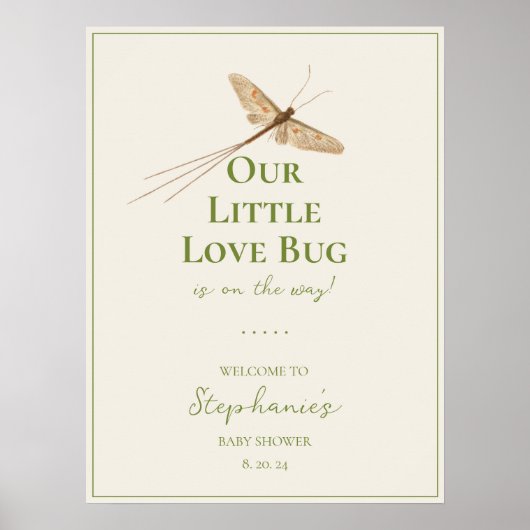 Baby Shower Ontvangst voor Little Love Bug Poster (Voorkant)