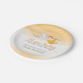 Baby shower ooievaar bezorging nieuwe baby art bor papieren bordje (Gekanteld)