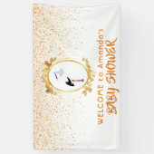 Baby shower ooievaar goudmonogram spandoek (Verticaal)