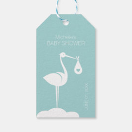 Baby shower Ooievaar Levering (Boy) Cadeaulabel