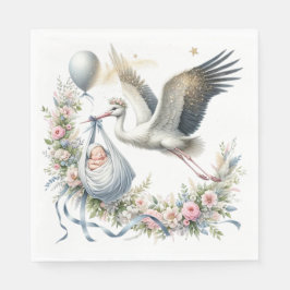 Baby Shower Ooievaar  Servet