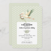 Baby shower ooievaar speciale levering 2 kaart (Voorkant / Achterkant)