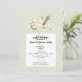 Baby shower ooievaar speciale levering 2 kaart (Staand voorkant)