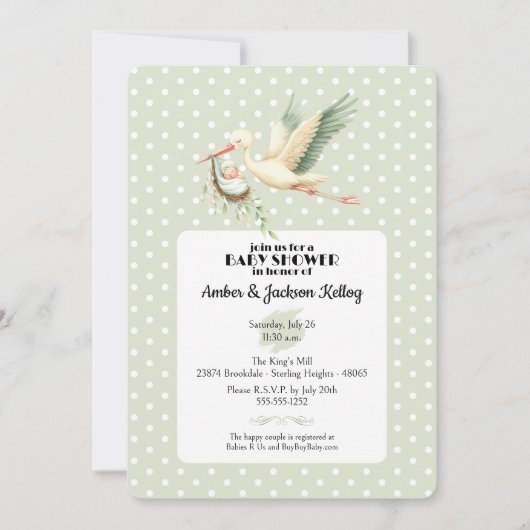 Baby shower ooievaar speciale levering 2 kaart (Voorkant)