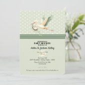 Baby shower ooievaar speciale levering kaart (Staand voorkant)