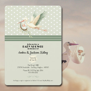 Baby shower ooievaar speciale levering kaart