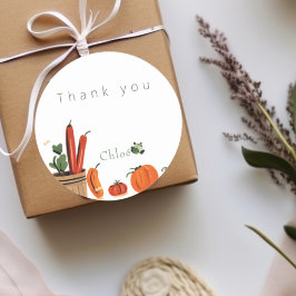 Baby shower op de landbouwmarkt ronde sticker