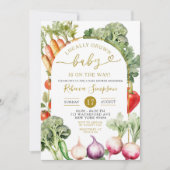 Baby shower op de markt voor groentetelers kaart (Voorkant)