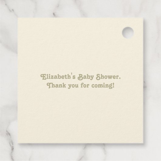 Baby shower op de markt voor rustieke verse produc bedankjes labels (Achterkant)