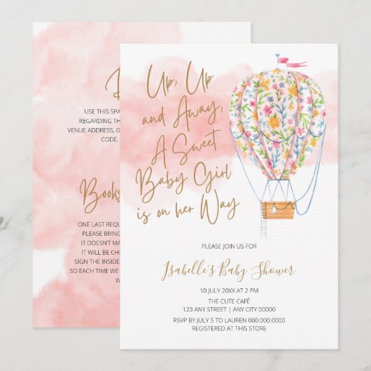 Baby shower op en af kaart (Voorkant / Achterkant)