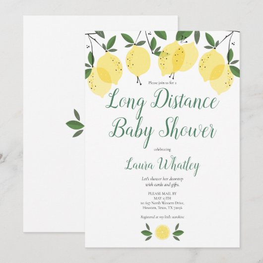 Baby shower op lange afstand Sprinkle van Mail Lem Kaart (Voorkant / Achterkant)