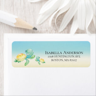 Baby shower op suikerschildpad - Etiket op label