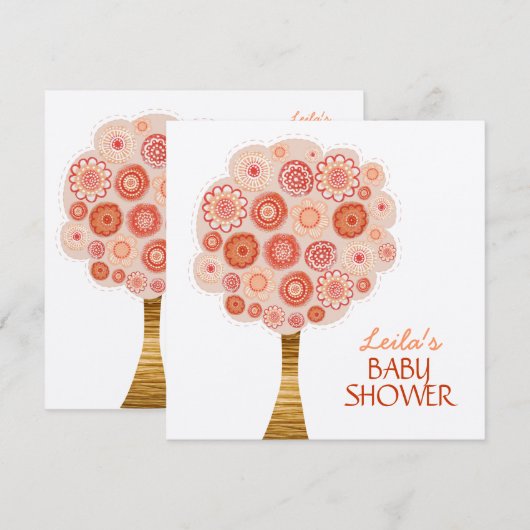 baby shower Oranje bloesem Aangepaste uitnodiging (Voorkant / Achterkant)