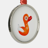 Baby shower Oranje eenden Metalen Ornament (Rechts)
