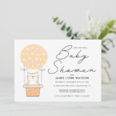 BABY SHOWER | Oranje Kat-ballonvaarding Kaart (Staand voorkant)