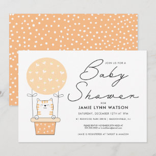 BABY SHOWER   Oranje Kat-ballonvaarding Kaart