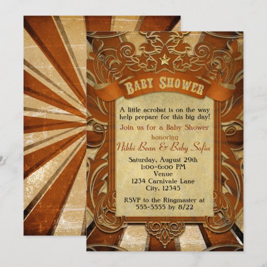  Baby shower Oranje uitnodiging (Voorkant / Achterkant)