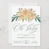 BABY SHOWER | Oranje Waterverf Lily Kaart (Voorkant)