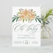 BABY SHOWER | Oranje Waterverf Lily Kaart (Staand voorkant)