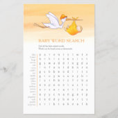 Baby shower oranje woord zoeken baby match spel flyer (Voorkant)