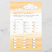 Baby shower oranje woord zoeken baby match spel flyer (Achterkant)