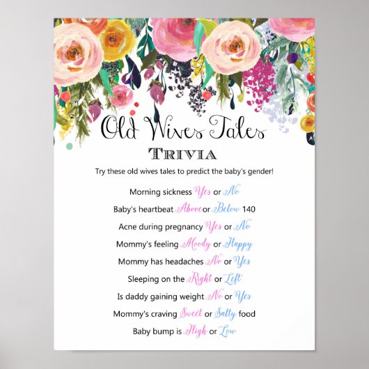 Baby shower Oude vrouwen Tale Gender Prediction Si Poster (Voorkant)