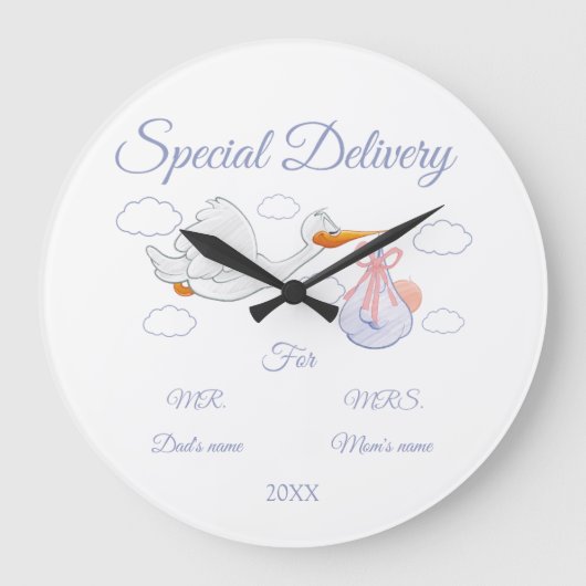 Baby shower, Ouders - op maat geschenk - Grote Klok (Voorkant)