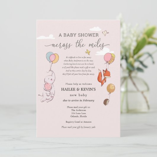Baby shower over de mijlen kaart (Staand voorkant)