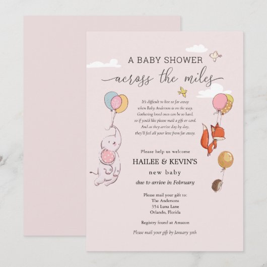 Baby shower over de mijlen kaart (Voorkant / Achterkant)