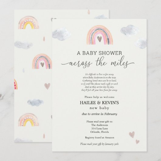 Baby shower over de mijlen kaart (Voorkant / Achterkant)