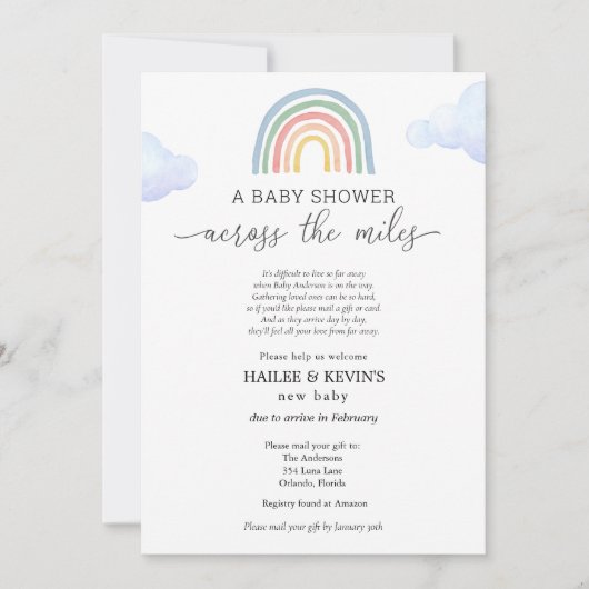 Baby shower over de mijlen kaart (Voorkant)