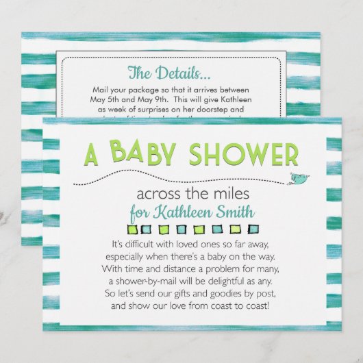 Baby shower over de Miles Kaart (Voorkant / Achterkant)