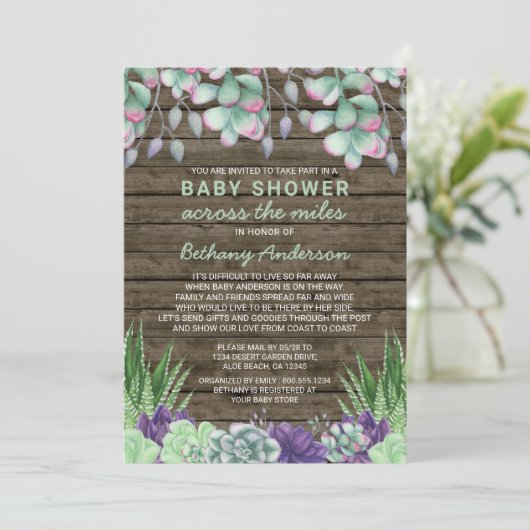 Baby shower Over de Miles Rustieke Succulenten Kaart (Staand voorkant)