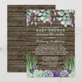 Baby shower Over de Miles Rustieke Succulenten Kaart (Voorkant / Achterkant)