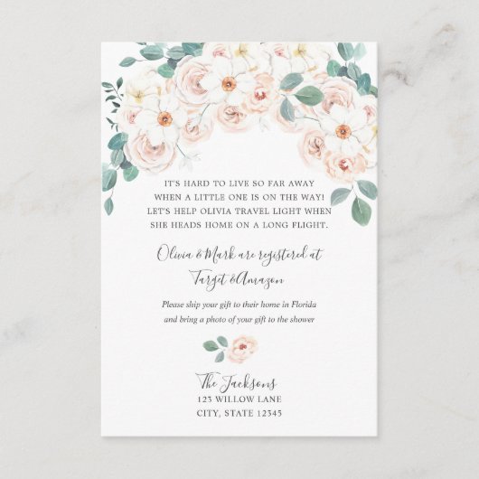 Baby shower over lange afstand informatiekaartje (Voorkant)