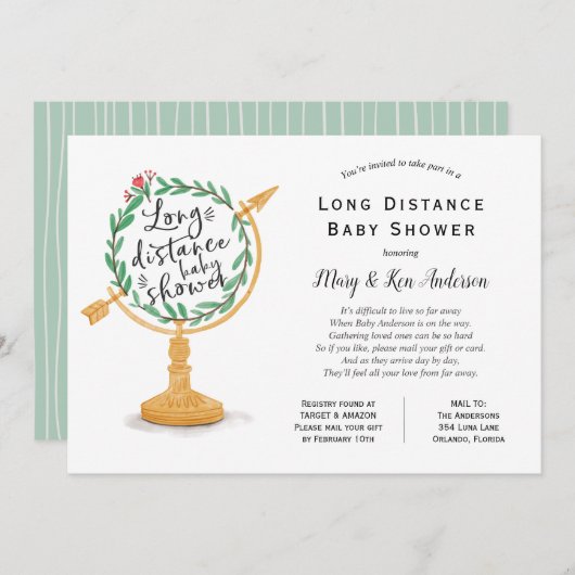 Baby shower over lange afstand per post kaart (Voorkant / Achterkant)