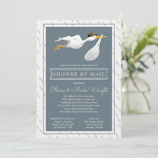 Baby shower over lange afstand per post kaart (Staand voorkant)