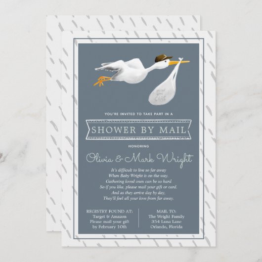 Baby shower over lange afstand per post kaart (Voorkant / Achterkant)